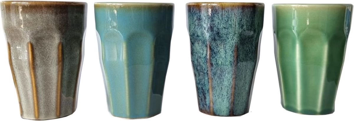 BEKERSET PORSELEIN HOOG MIX COLOR 330ML