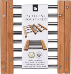 ONDERZETTER UITSCHUIFBAAR BAMBOO RVS