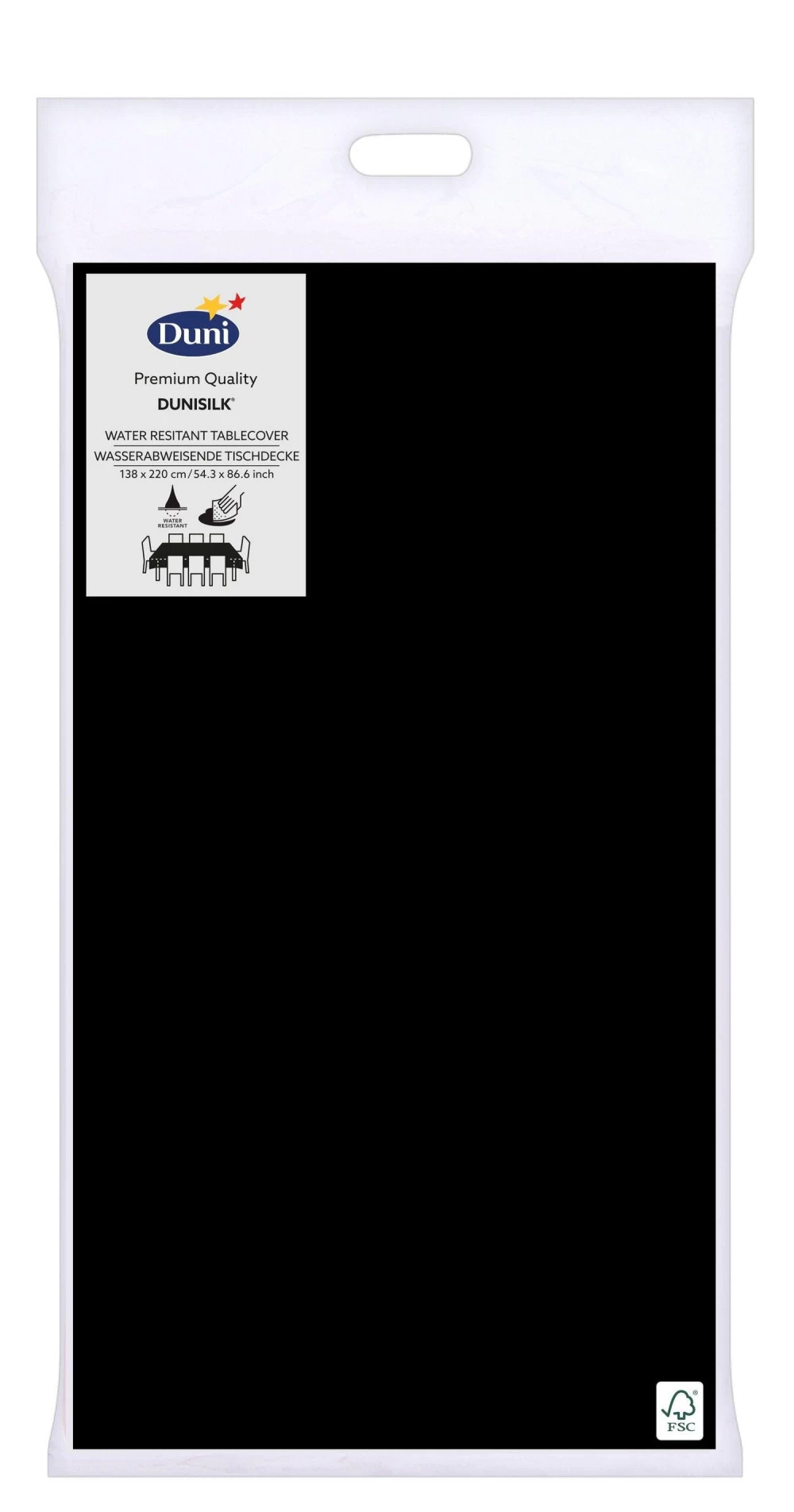 DUNI TAFELLAKEN DUNISILK 138X220 ZWART