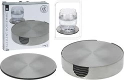 ONDERZETTER RVS 6 STUKS IN HOUDER