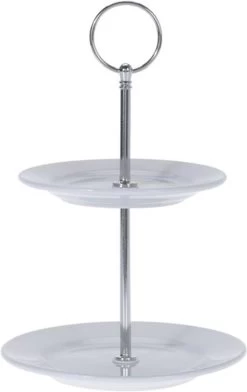 ETAGERE 2DELIG PORSELEIN 13/15CM