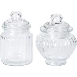 VOORRAADPOTJE GLAS 2 ASSORTI VORMEN 14CM